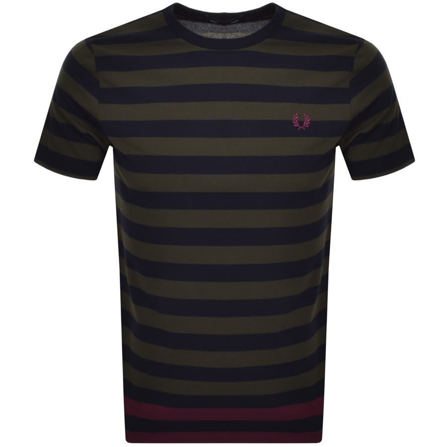 Alternative Image for ProductFred Perry Bold Striped T Shirt Green1